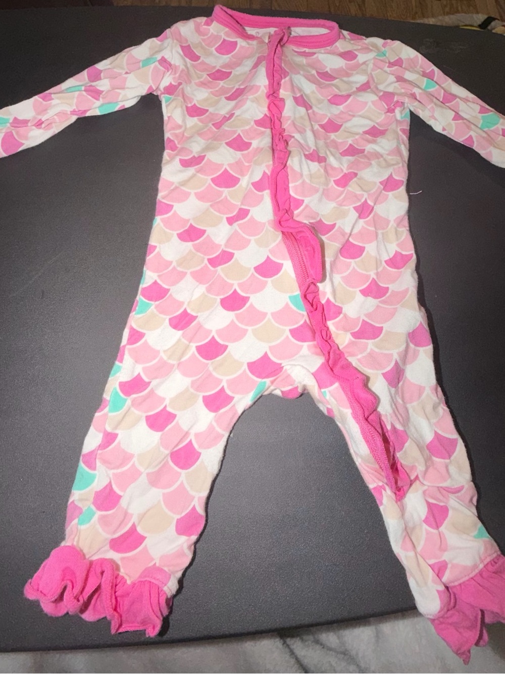 Kickee Pants Pink Scallop Ruffle Footie